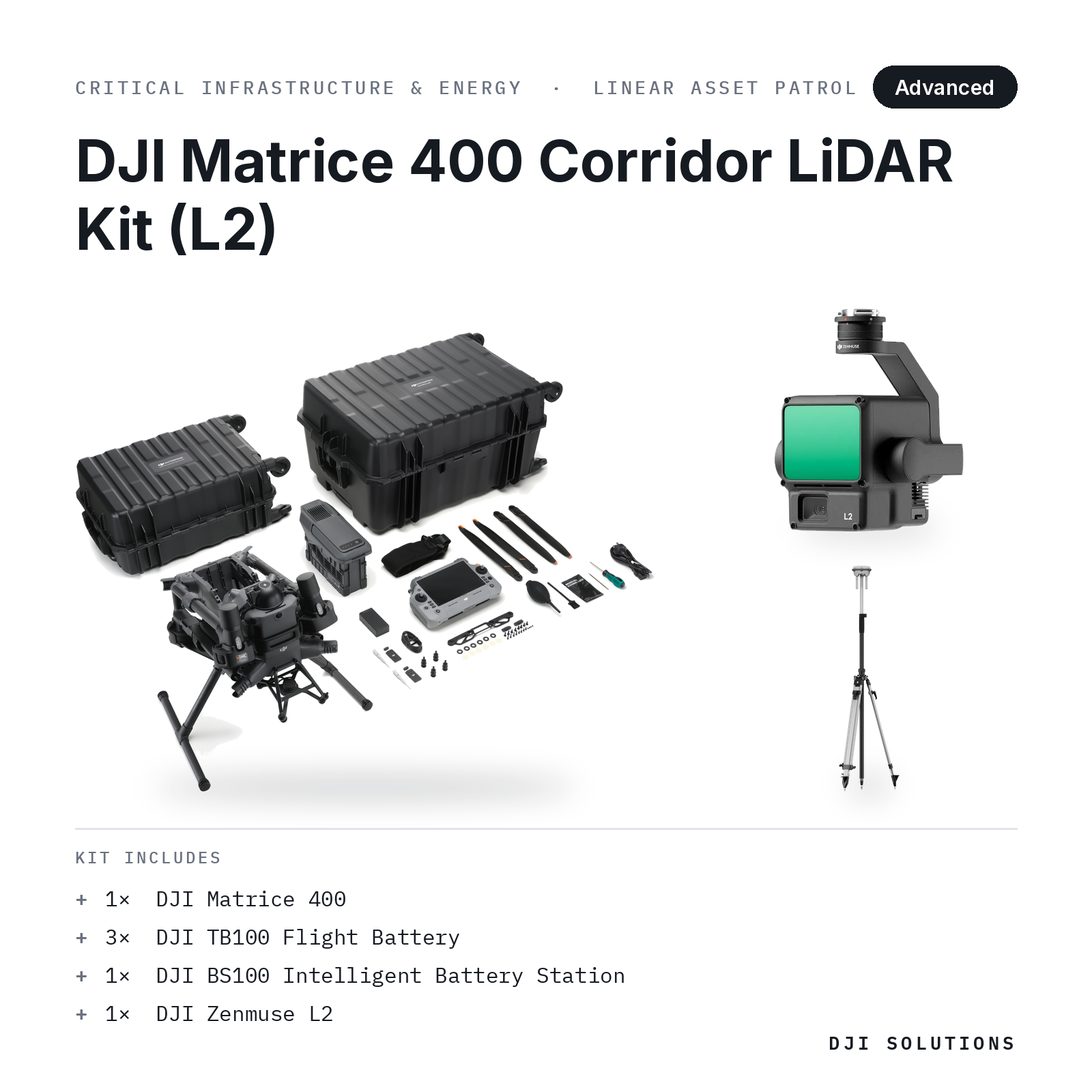 DJI Matrice 400 Corridor LiDAR Kit (L2) — kit contents graphic